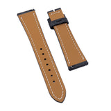 19mm, 20mm Black Babele Leather Watch Strap, Quick Release Spring Bars