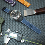 22mm Blue Italy Art Jeans Calf Leather Watch Strap For Jaeger-LeCoultre Reverso