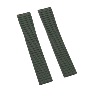 19mm Curved End Olive Green FKM Rubber Watch Strap For Patek Philippe Aquanaut 5267 etc.