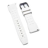 20mm, 21mm, 22mm Pilot Style White FKM Rubber Watch Strap For IWC, Semi Square Tail, Quick Release Spring Bars