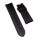 22mm, 24mm, 26mm Black Sailcloth Watch Strap For Panerai, Red Stitching