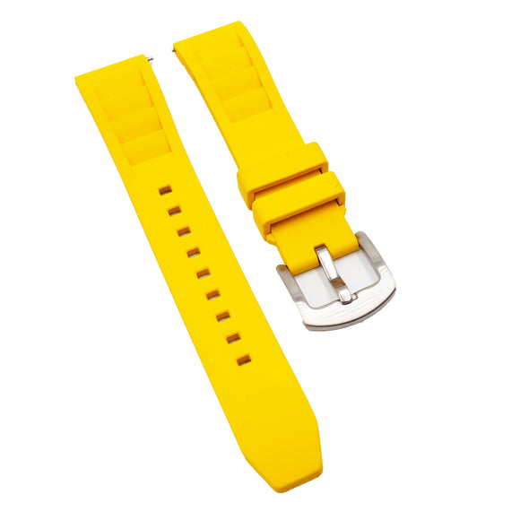 20mm RM Vented Pattern Straight End Yellow FKM Rubber Watch Strap, Quick Release Spring Bars