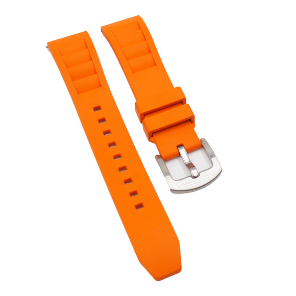20mm RM Vented Pattern Straight End Orange FKM Rubber Watch Strap, Quick Release Spring Bars
