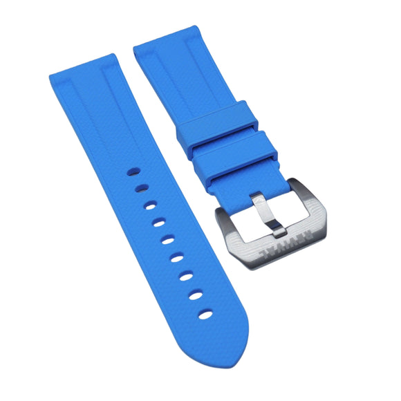 22mm, 24mm Nylon Grain Sky Blue FKM Rubber Watch Strap For Panerai