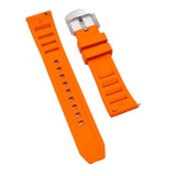 20mm RM Vented Pattern Straight End Orange FKM Rubber Watch Strap, Quick Release Spring Bars