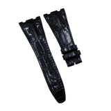 28mm Waxed Black Alligator Leather Watch Strap For Audemars Piguet Royal Oak Offshore