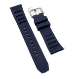 20mm RM Vented Pattern Straight End Navy Blue FKM Rubber Watch Strap, Quick Release Spring Bars