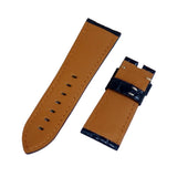 22mm, 24mm, 26mm Navy Blue Alligator Leather Watch Strap For Panerai, Cream Stitching, Small Scale Pattern