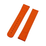 20mm - 22mm Straight End Orange FKM Rubber Watch Strap w/ White Stitching For Omega, Nylon Grain & Quick Release Spring Bars