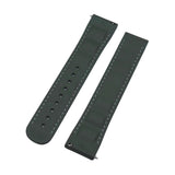 20mm - 22mm Straight End Army Green FKM Rubber Watch Strap w/ White Stitching For Omega, Nylon Grain & Quick Release Spring Bars