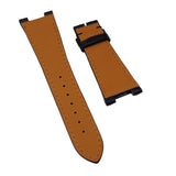 25mm Black Litchi Grain Calf Leather Watch Strap For Patek Philippe Nautilus