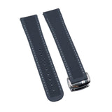 20mm - 22mm Straight End Gray FKM Rubber Watch Strap w/ White Stitching For Omega, Nylon Grain & Quick Release Spring Bars