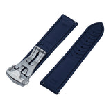 20mm, 22mm Omega Style Sailcloth Texture Navy Blue FKM Rubber Watch Strap, Quick Release Spring Bars