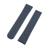 20mm - 22mm Straight End Gray FKM Rubber Watch Strap w/ White Stitching For Omega, Nylon Grain & Quick Release Spring Bars