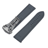 20mm, 22mm Omega Style Sailcloth Texture Gray FKM Rubber Watch Strap, Quick Release Spring Bars