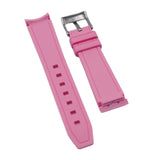 20mm Curved End Nylon Grain Pink Rubber Watch Strap For Rolex, Omega and MoonSwatch