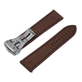 20mm, 22mm Omega Style Sailcloth Texture Brown FKM Rubber Watch Strap, Quick Release Spring Bars