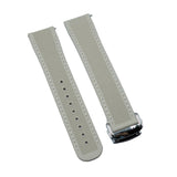 20mm - 22mm Straight End Beige FKM Rubber Watch Strap w/ White Stitching For Omega, Nylon Grain & Quick Release Spring Bars