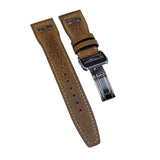 21mm Pilot Style Clay Orange Italy Calf Leather Watch Strap For IWC, Rivet Lug, Semi Square Tail