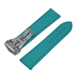 20mm, 22mm Omega Style Sailcloth Texture Tiffany Blue FKM Rubber Watch Strap, Quick Release Spring Bars