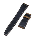 21mm Pilot Style Clay Orange Italy Calf Leather Watch Strap For IWC, Rivet Lug, Semi Square Tail