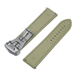 20mm, 22mm Omega Style Sailcloth Texture Khaki FKM Rubber Watch Strap, Quick Release Spring Bars