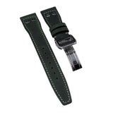 21mm Pilot Style Hunter Green Matte Calf Leather Watch Strap For IWC, Rivet Lug, Semi Square Tail
