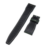 21mm Pilot Style Hunter Green Matte Calf Leather Watch Strap For IWC, Rivet Lug, Semi Square Tail