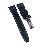 21mm Pilot Style Navy Blue Matte Calf Leather Watch Strap For IWC, Rivet Lug, Semi Square Tail