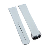 20mm - 22mm Straight End White FKM Rubber Watch Strap w/ Stitching For Omega, Nylon Grain & Quick Release Spring Bars