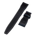 21mm Pilot Style Navy Blue Matte Calf Leather Watch Strap For IWC, Rivet Lug, Semi Square Tail
