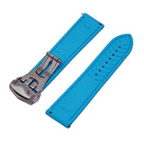20mm, 22mm Omega Style Sailcloth Texture Sky Blue FKM Rubber Watch Strap, Quick Release Spring Bars