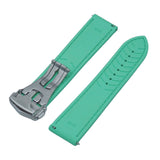 20mm, 22mm Omega Style Sailcloth Texture Indian Ocean Green FKM Rubber Watch Strap, Quick Release Spring Bars