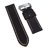 24mm, 26mm Dark Brown Litchi Grain Calf Leather Watch Strap