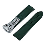 20mm, 22mm Omega Style Sailcloth Texture Blackish Green FKM Rubber Watch Strap, Quick Release Spring Bars