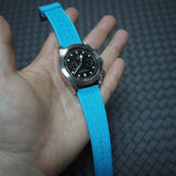 20mm, 22mm Mosaic Pattern Sky Blue FKM Rubber Watch Strap, Quick Release Spring Bars