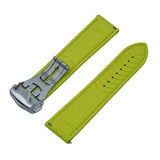 20mm, 22mm Omega Style Sailcloth Texture Yellow FKM Rubber Watch Strap, Quick Release Spring Bars