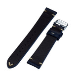 18mm, 19mm, 20mm Vintage Style Indigo Blue Goat Leather Watch Strap
