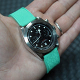20mm, 22mm Mosaic Pattern Indian Ocean Green FKM Rubber Watch Strap, Quick Release Spring Bars