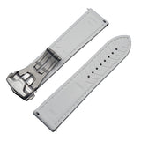 20mm, 22mm Omega Style Sailcloth Texture White FKM Rubber Watch Strap, Quick Release Spring Bars