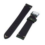 18mm, 19mm, 20mm Vintage Style Seaweed Green Goat Leather Watch Strap