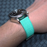 20mm, 22mm Mosaic Pattern Indian Ocean Green FKM Rubber Watch Strap, Quick Release Spring Bars