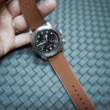 20mm, 22mm Mosaic Pattern Brown FKM Rubber Watch Strap, Quick Release Spring Bars