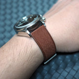 20mm, 22mm Mosaic Pattern Brown FKM Rubber Watch Strap, Quick Release Spring Bars