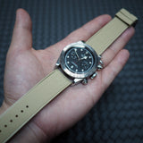 20mm, 22mm Mosaic Pattern Khaki FKM Rubber Watch Strap, Quick Release Spring Bars