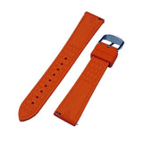 19mm, 21mm, 23mm Nylon Grain Orange FKM Rubber Slim Watch Strap, Quick Release Spring Bars