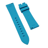 20mm, 22mm Bevel Edge Style Sky Blue FKM Rubber Watch Strap, Quick Release Spring Bars