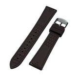 19mm, 21mm, 23mm Nylon Grain Brown FKM Rubber Slim Watch Strap, Quick Release Spring Bars