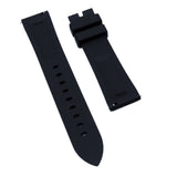 20mm, 22mm Bevel Edge Style Black FKM Rubber Watch Strap, Quick Release Spring Bars