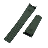 20mm, 22mm Curved End Army Green FKM Rubber Watch Strap For Tudor Black Bay 41 / BB58 / BB54